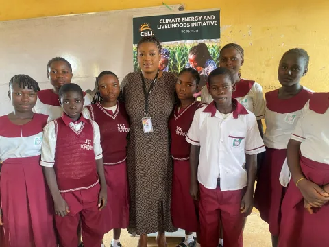 CELI facilitator with students after the climate lecture